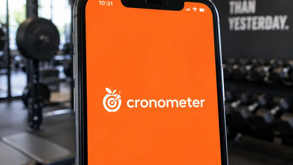 A close-up of an iPhone screen showing the Cronometer logo