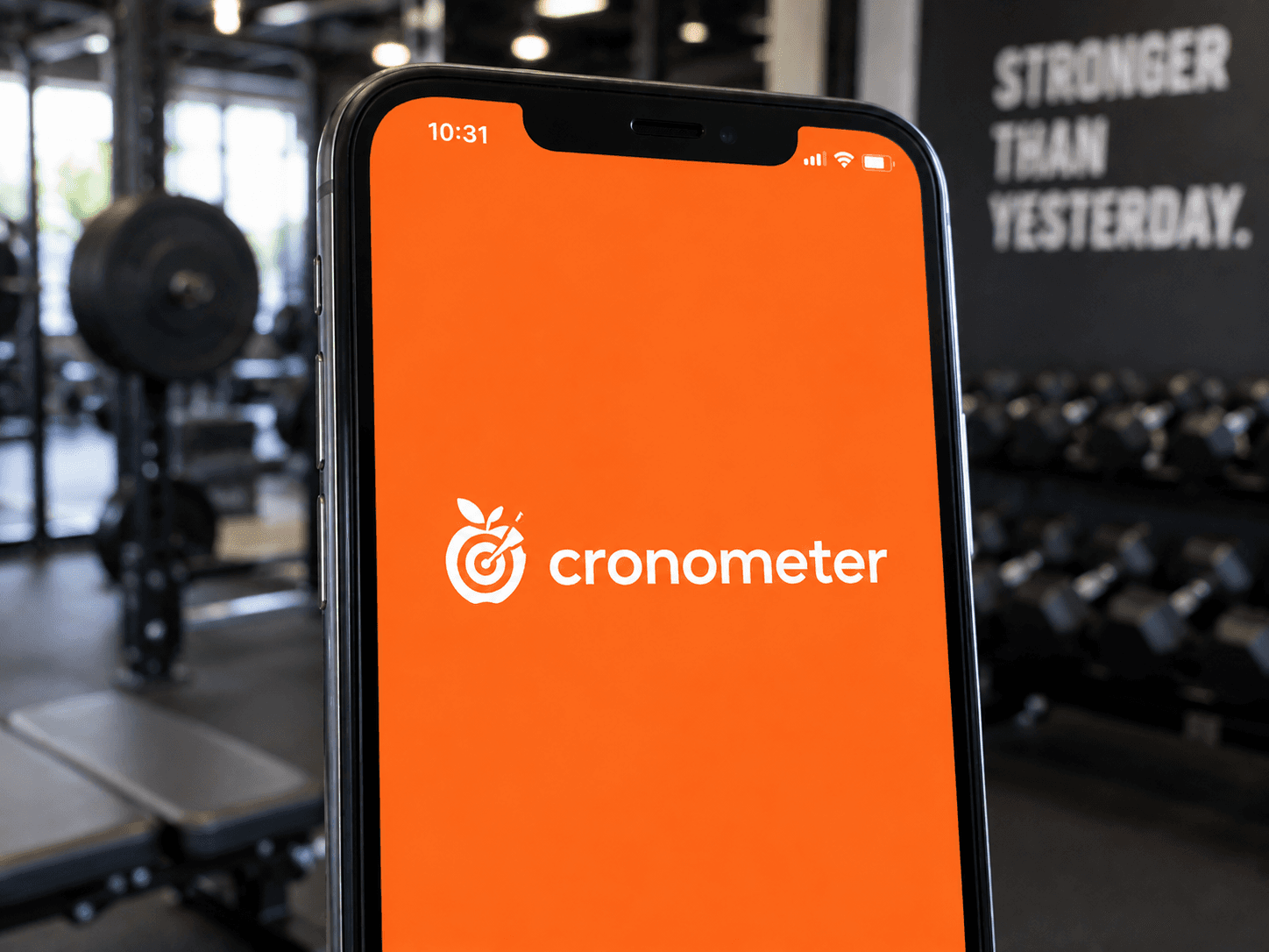 A close-up of an iPhone screen showing the Cronometer logo