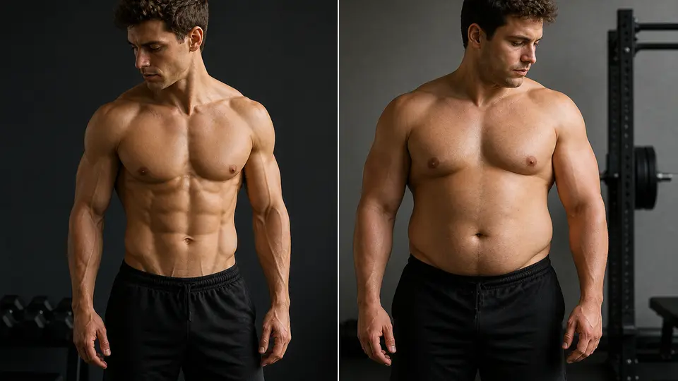 A calm strength and nutrition dashboard comparing cutting, bulking, and body recomposition phases