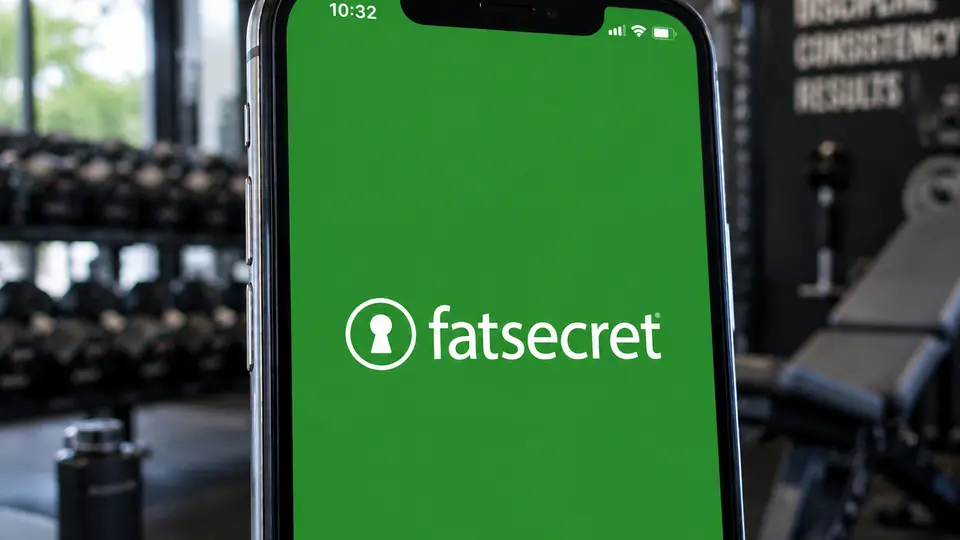 A close-up of an iPhone screen showing the FatSecret logo