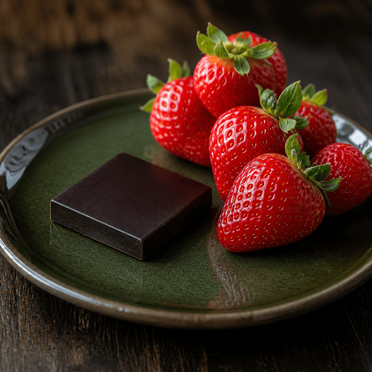 Dark chocolate with fresh strawberries