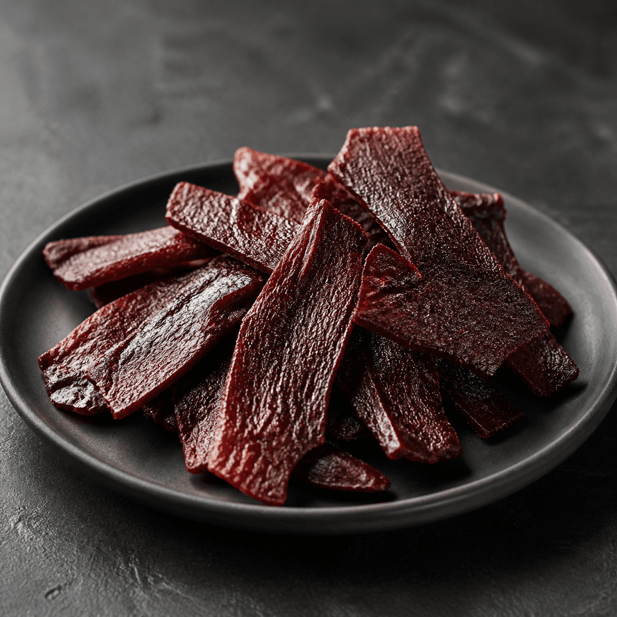 A small portion of lean jerky strips