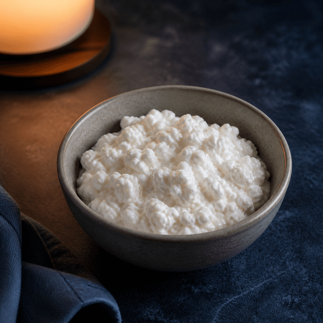 Plain cottage cheese in a small bowl