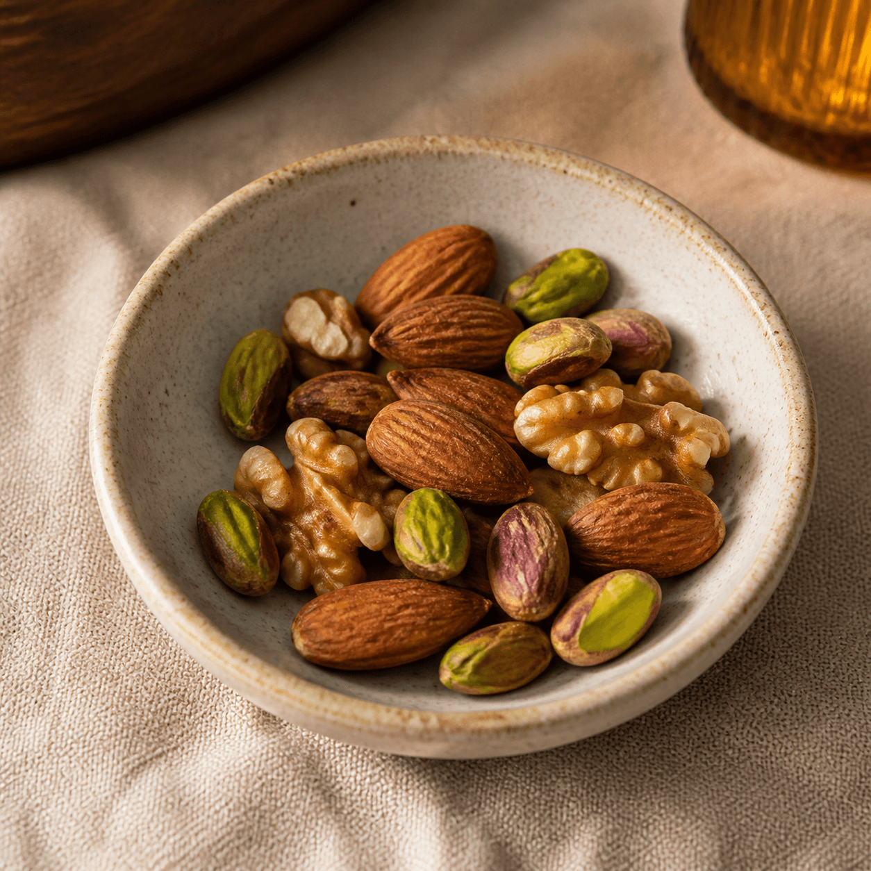 A small pre-portioned handful of mixed nuts