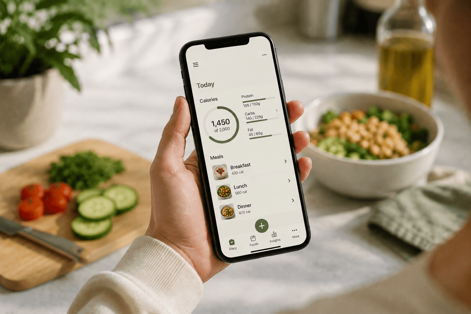 A calm comparison dashboard with seven calorie tracking apps as MyFitnessPal alternatives