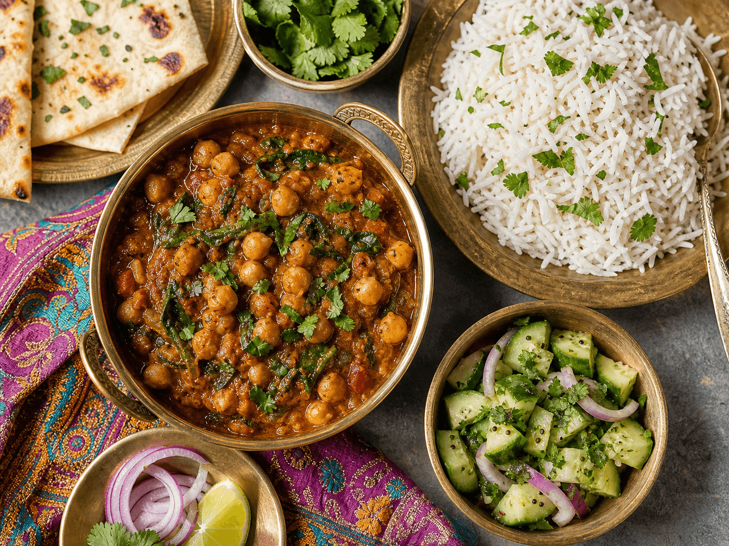 Vegetarian chickpea and vegetable grain bowl